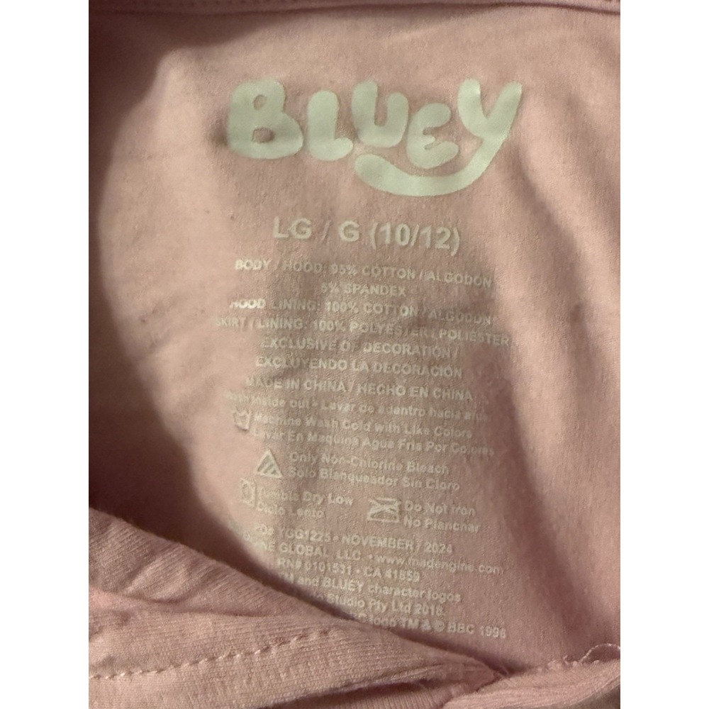 Bluey Character Girls Dress Pink Taffeta Tutu Hoodie Sz L (10/12) - Picture 5 of 5